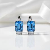 Unique Octagon Cut Sapphire Birthstone Studs Earrings