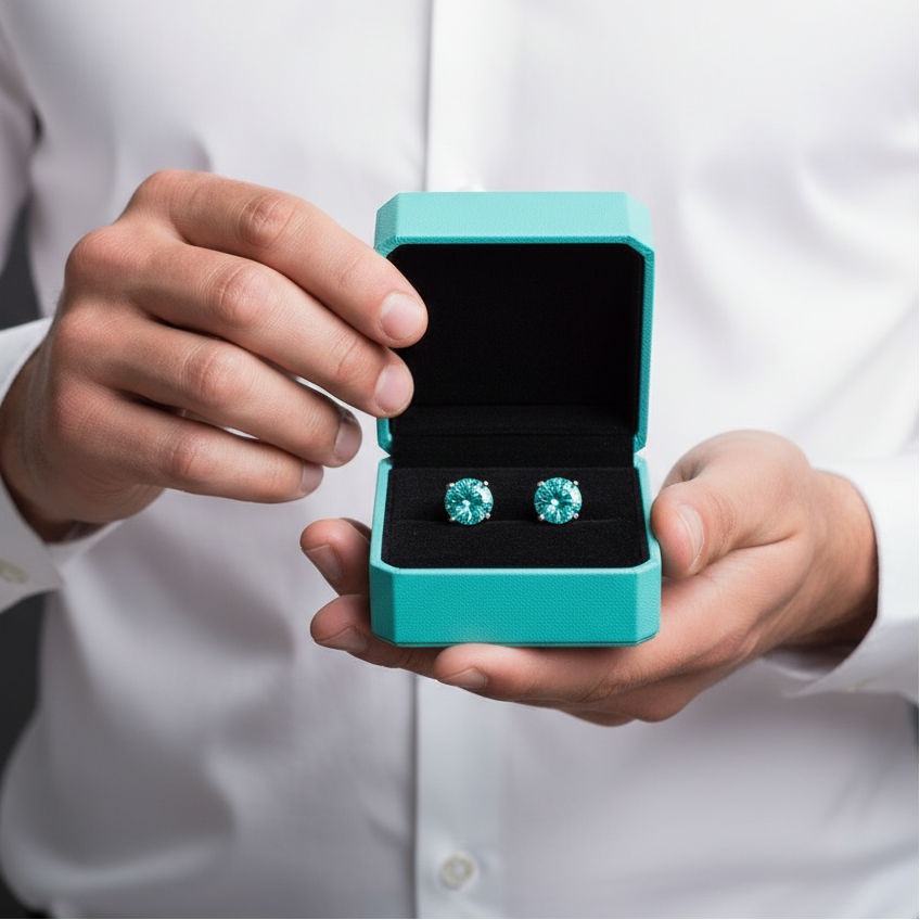 Classic 2ct Turquoise Diamond Stud Earrings