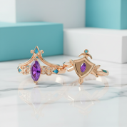 Amethyst Birthstone Ring (Unisex) in 14k Rose Gold-Evani Jewelry