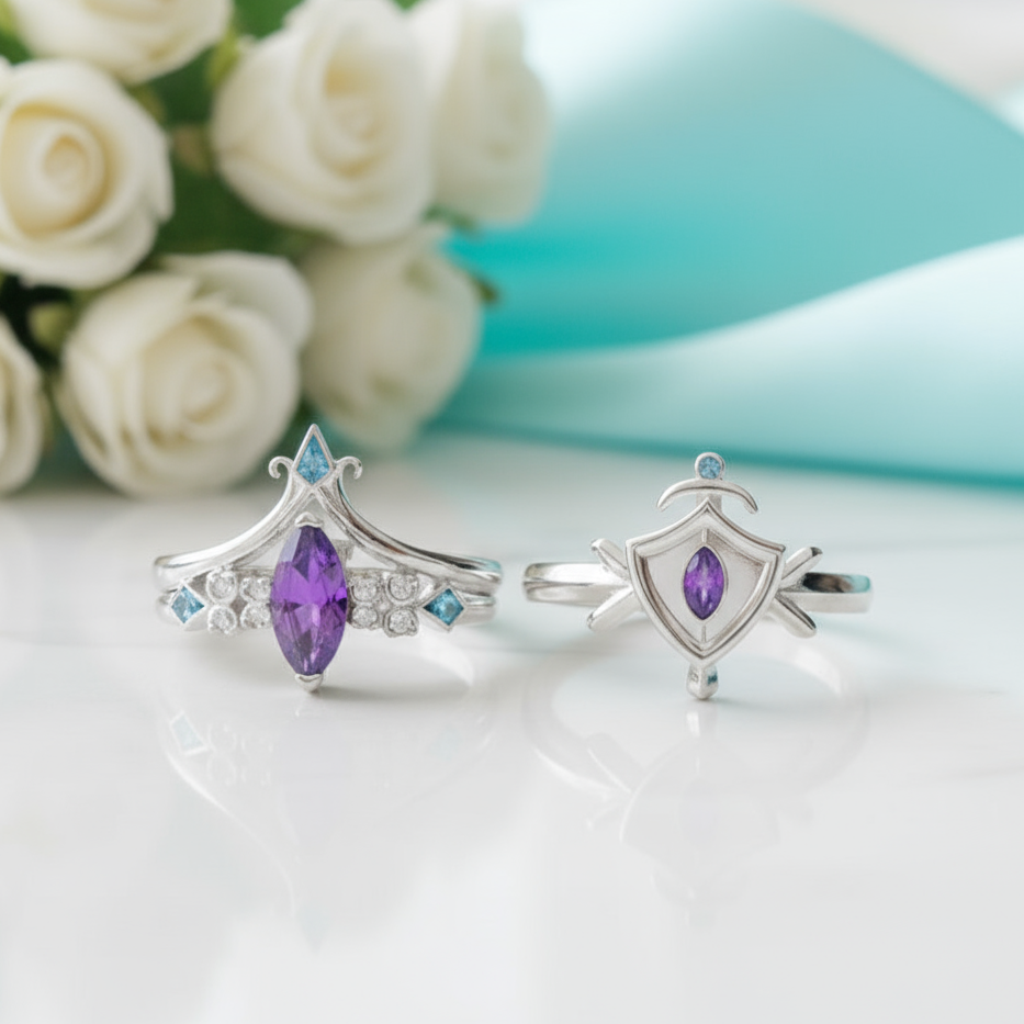 Amethyst Birthstone Ring (Unisex) in 14k Rose Gold-Evani Jewelry