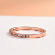 Peachy Pink 0.3ct Diamond Half Eternity Rose Gold Wedding Band-Evani Naomi Jewelry