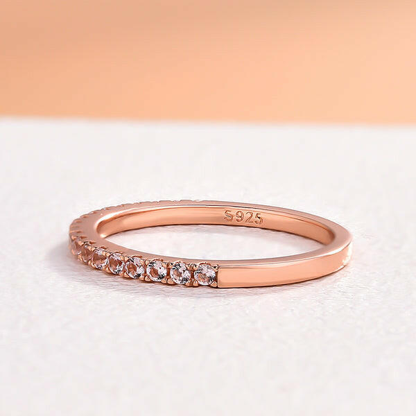 Peachy Pink 0.3ct Diamond Half Eternity Rose Gold Wedding Band-Evani Naomi Jewelry