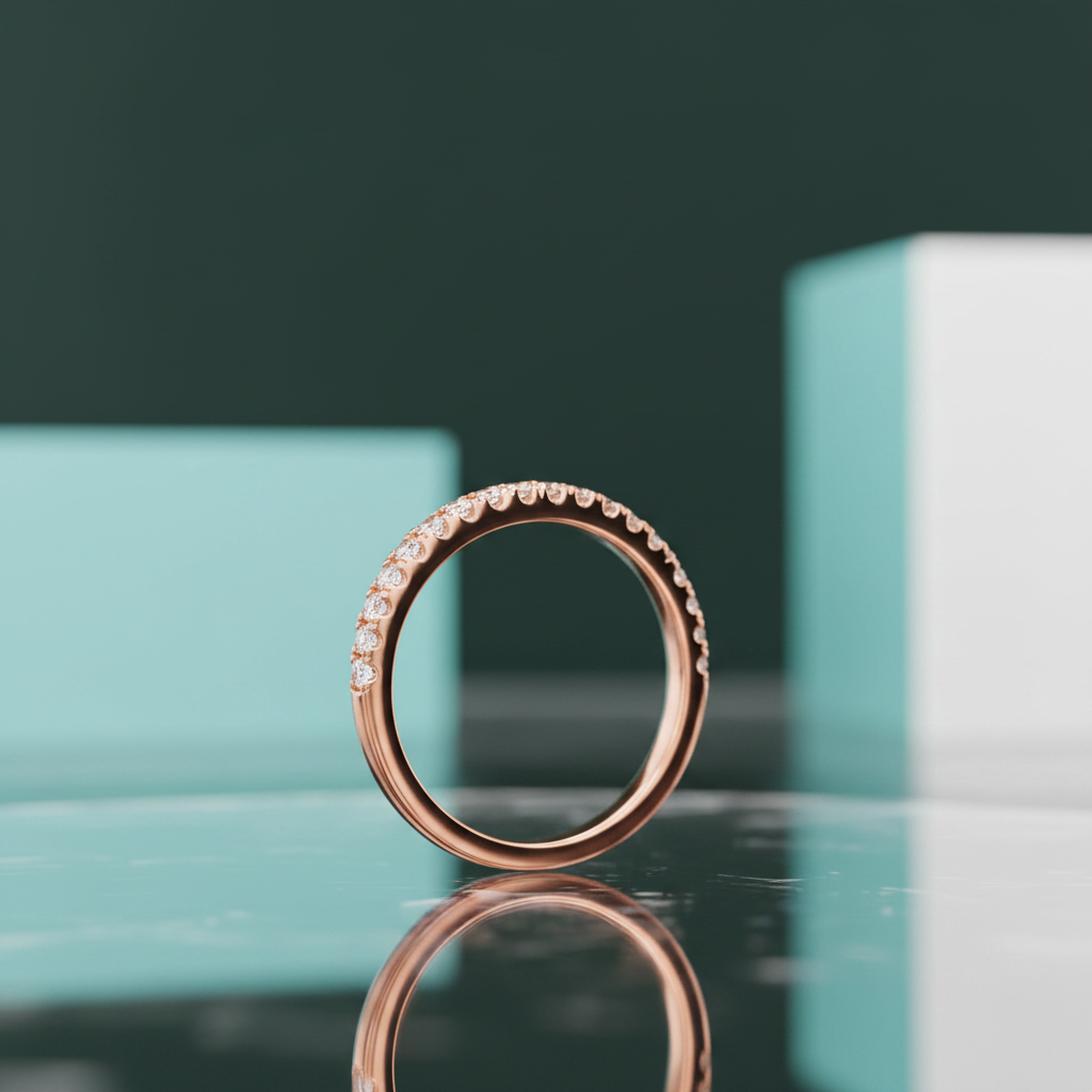 Peachy Tourmaline 0.3ct Diamond Half Eternity Rose Gold Wedding Band-Evani Jewelry