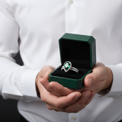 Pear Cut 2.2 ct Emerald Green Diamond Option Halo Bridal Ring Set