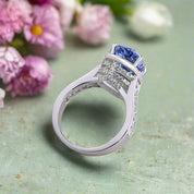 Pear Cut 3.0 ct Aquamarine Blue Diamond Engagement Ring-Evani Naomi Jewelry