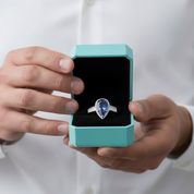 Pear Cut 3.0 ct Sapphire Birthstone Engagement Ring-Evani Jewelry