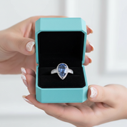 Pear Cut 3.0 ct Sapphire Birthstone Engagement Ring-Evani Jewelry