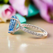 Pear Cut 3.0 ct Blue Sapphire Diamond Engagement Ring-Evani Naomi Jewelry
