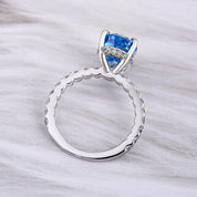 Pear Cut 3.0 ct Blue Sapphire Diamond Engagement Ring-Evani Naomi Jewelry