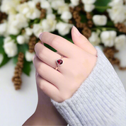 Pear Cut Garnet Diamond 14K Rose Gold Halo Engagement Ring-Evani Naomi Jewelry