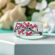 Pink Sakura Tree Earrings and Ring Set-Evani Naomi Jewelry