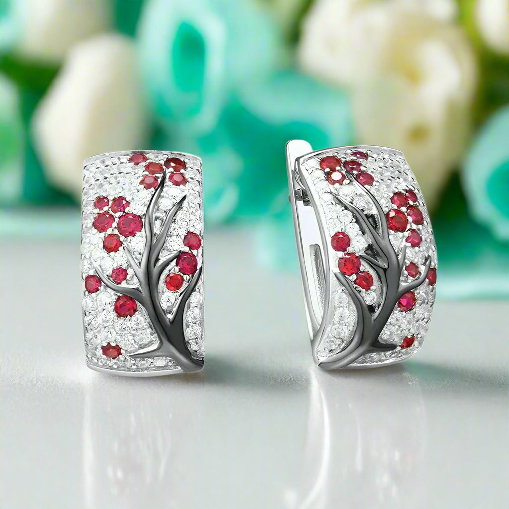 Pink Sakura Tree Earrings and Ring Set-Evani Naomi Jewelry