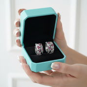 Ruby Birthstone Stones Sakura Tree Earrings and Ring Set-Evani Jewelry