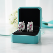 Ruby Birthstone Stones Sakura Tree Earrings and Ring Set-Evani Jewelry