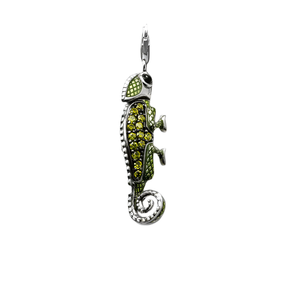 Pirate Green Lizard Chameleon Pendant-Evani Naomi Jewelry