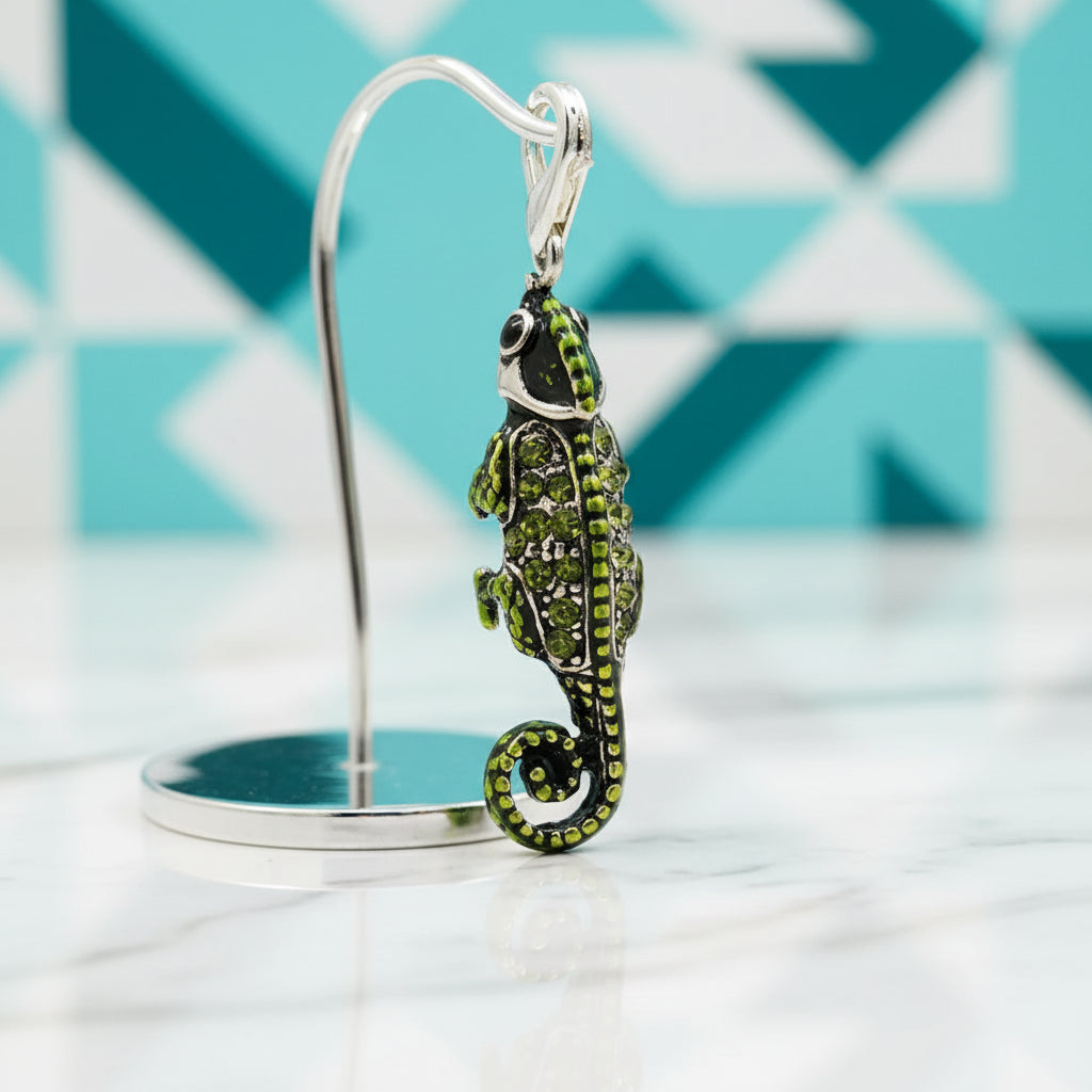 Pirate Green Lizard Chameleon Pendant-Evani Jewelry