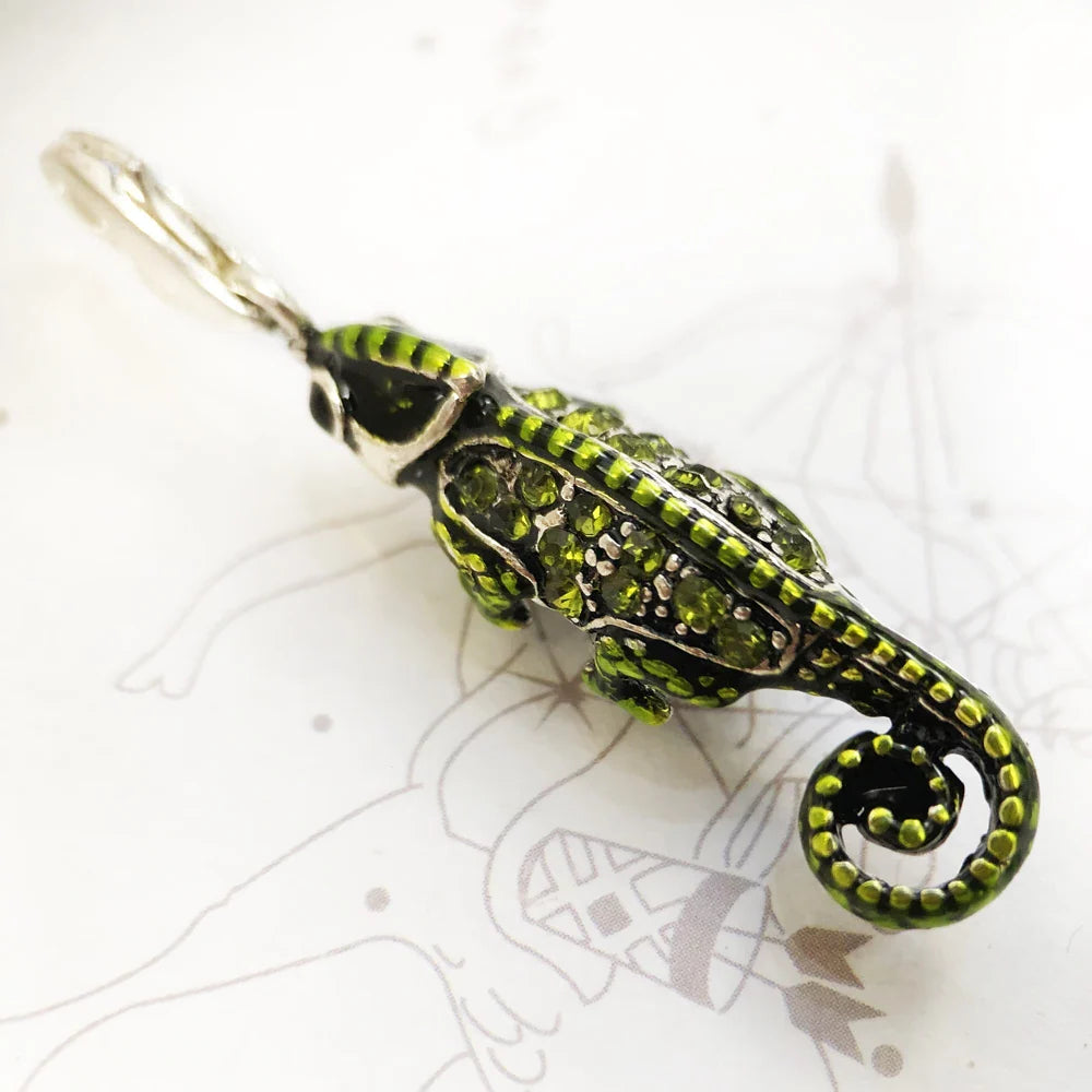 Pirate Green Lizard Chameleon Pendant-Evani Naomi Jewelry