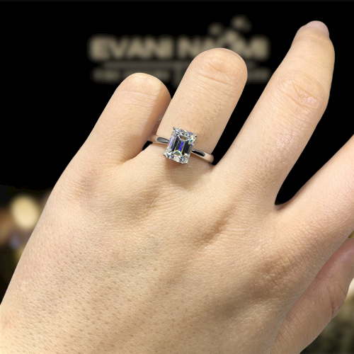 Platinum Engagement Ring with 2.0ct Emerald Cut Diamond-Evani Jewelry