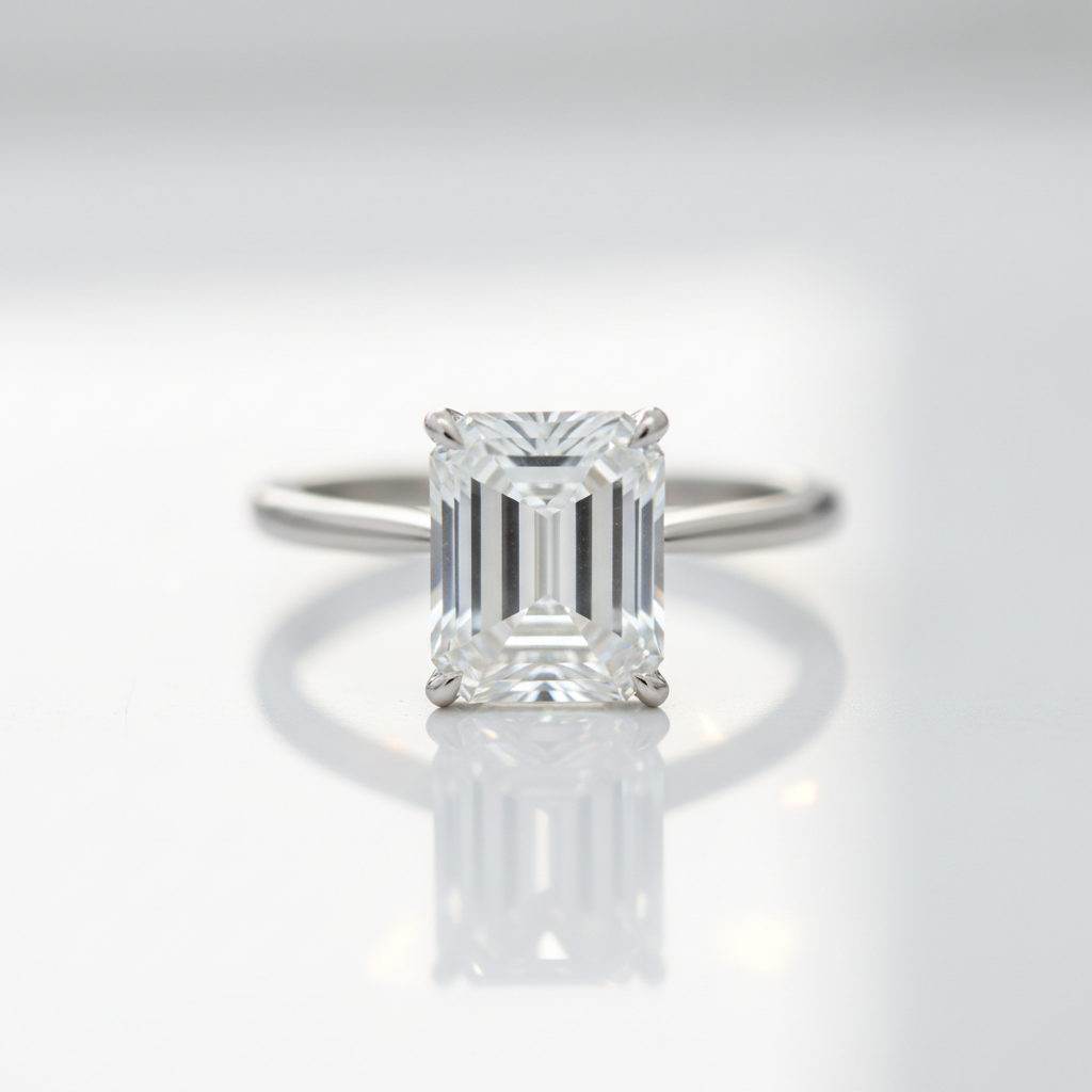 Platinum Engagement Ring with 2.0ct Emerald Cut Diamond Option
