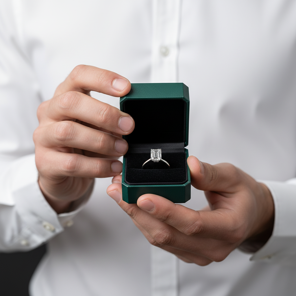 Platinum Engagement Ring with 2.0ct Emerald Cut Diamond Option