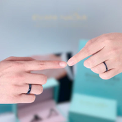 Polished Blue Unisex Titanium Wedding Band-Evani Naomi Jewelry