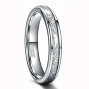 Polished Domed Tungsten Wedding Band with Meteorite Inlay-Evani Naomi Jewelry