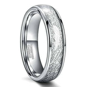 Polished Domed Tungsten Wedding Band with Meteorite Inlay-Evani Naomi Jewelry