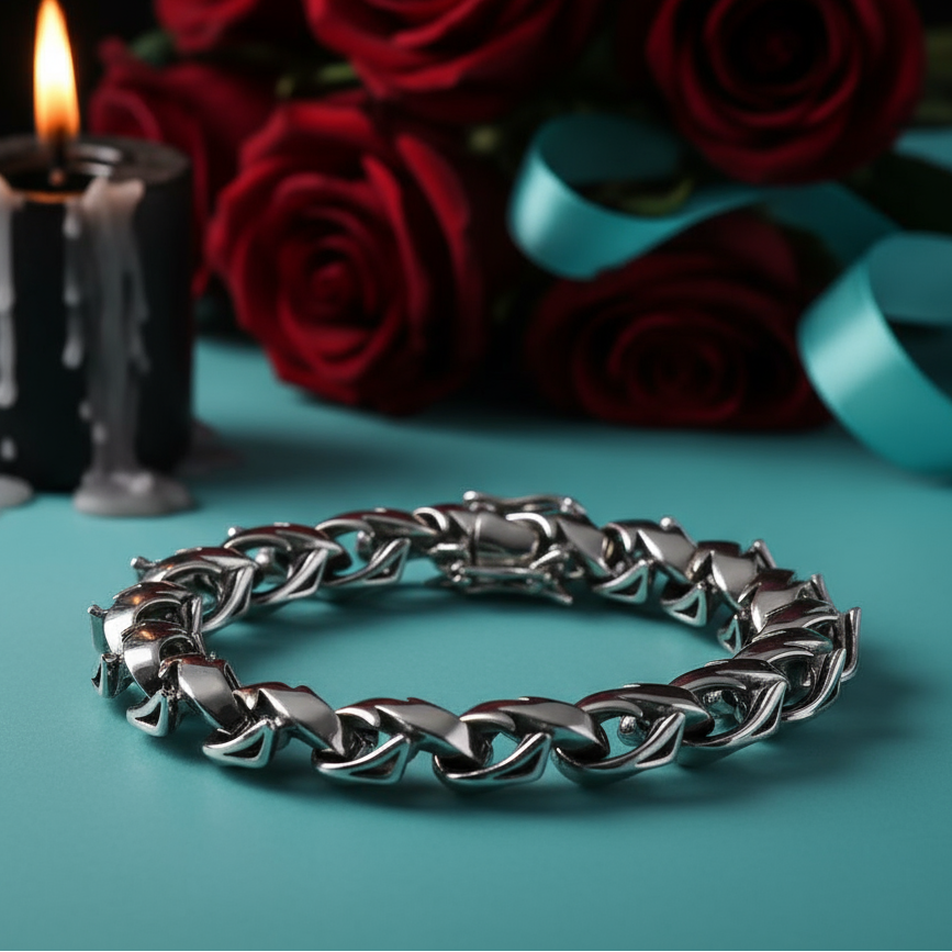 Polished Unique Link Chunky Chain Bracelet-Evani Naomi Jewelry