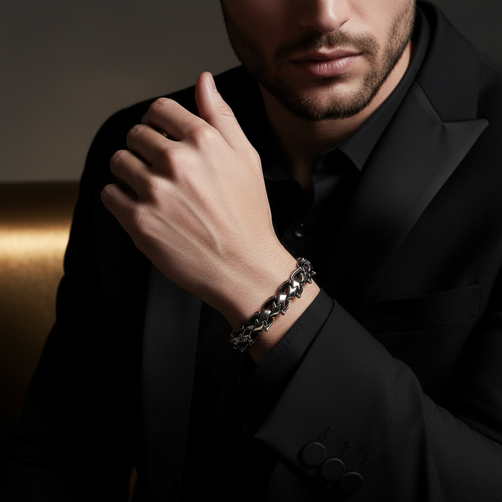 Polished Unique Link Chunky Chain Bracelet-Evani Jewelry