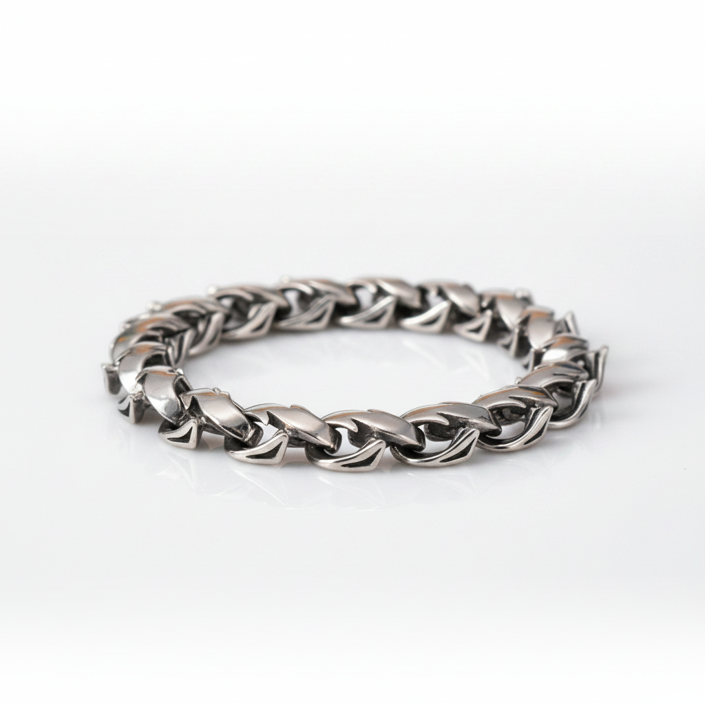 Polished Unique Link Chunky Chain Bracelet