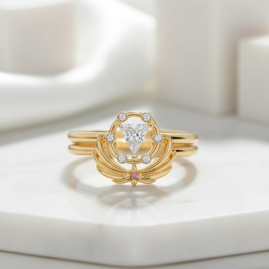 Priest's Diamond Birthstone Ring Set in 14k Yellow Gold-Evani Jewelry