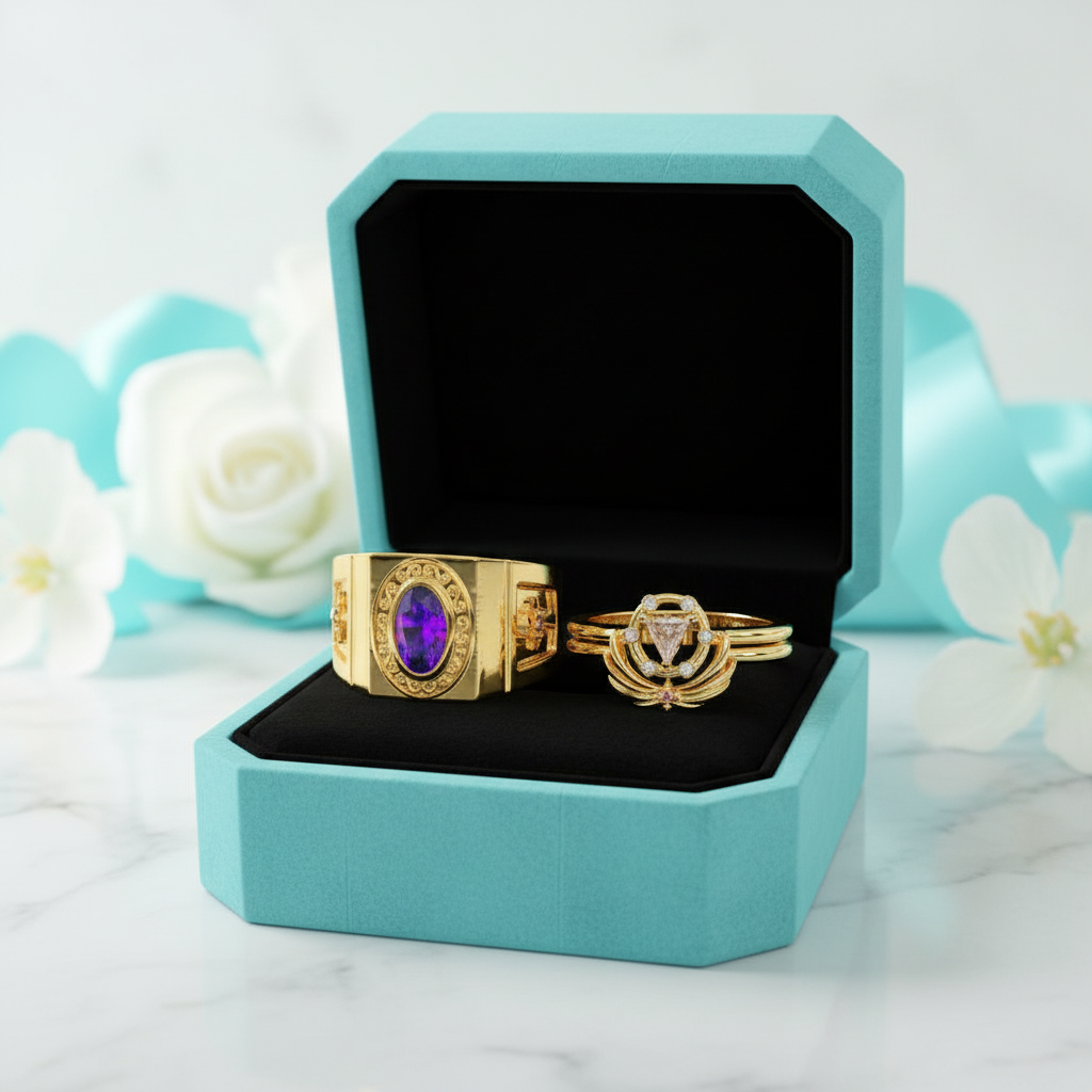 Amethyst Birthstone with 14k Yellow Gold Ring Set-Evani Jewelry