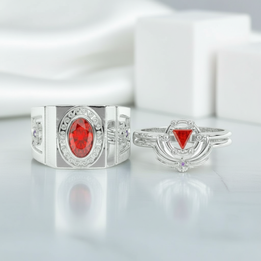 Outlaw-Garnet Birthstone Ring Set in 14k Yellow Gold-Evani Jewelry