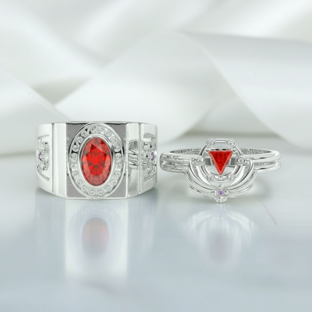 Ruby Birthstone Ring Set in 14k Yellow Gold-Evani Jewelry