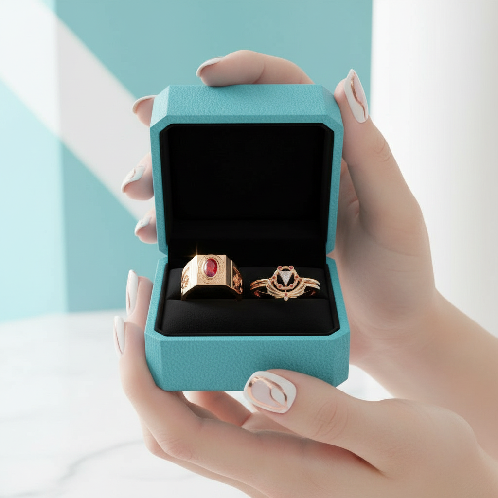 Ruby Birthstone Ring Set in 14k Yellow Gold-Evani Jewelry