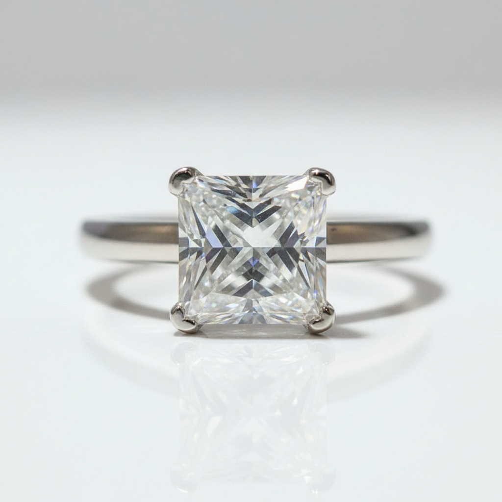 Princess Cut 1ct Sparkling Diamond Option Classic 4 Claw Engagement Ring - Evani Naomi Jewelry
