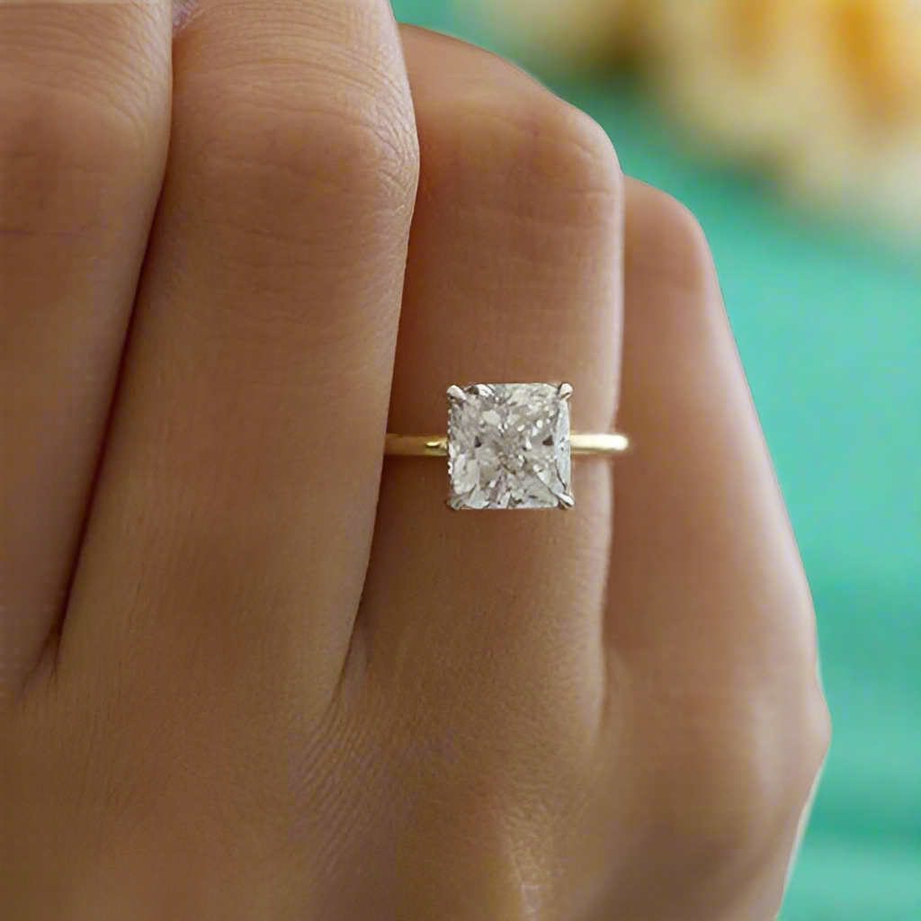 Princess Cut 2.5 ct Diamond Yellow Gold Engagement Ring-Evani Jewelry