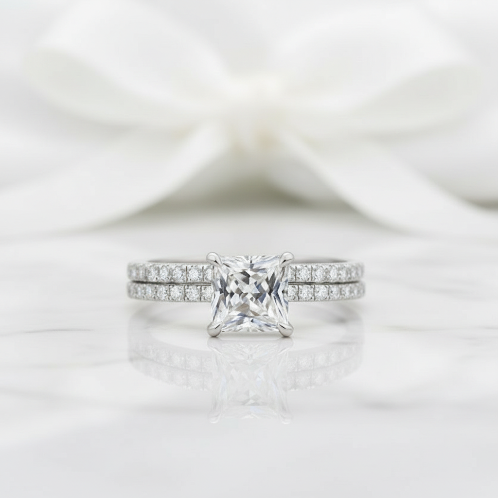 Princess-cut 1.0 ct Diamond Ring Set