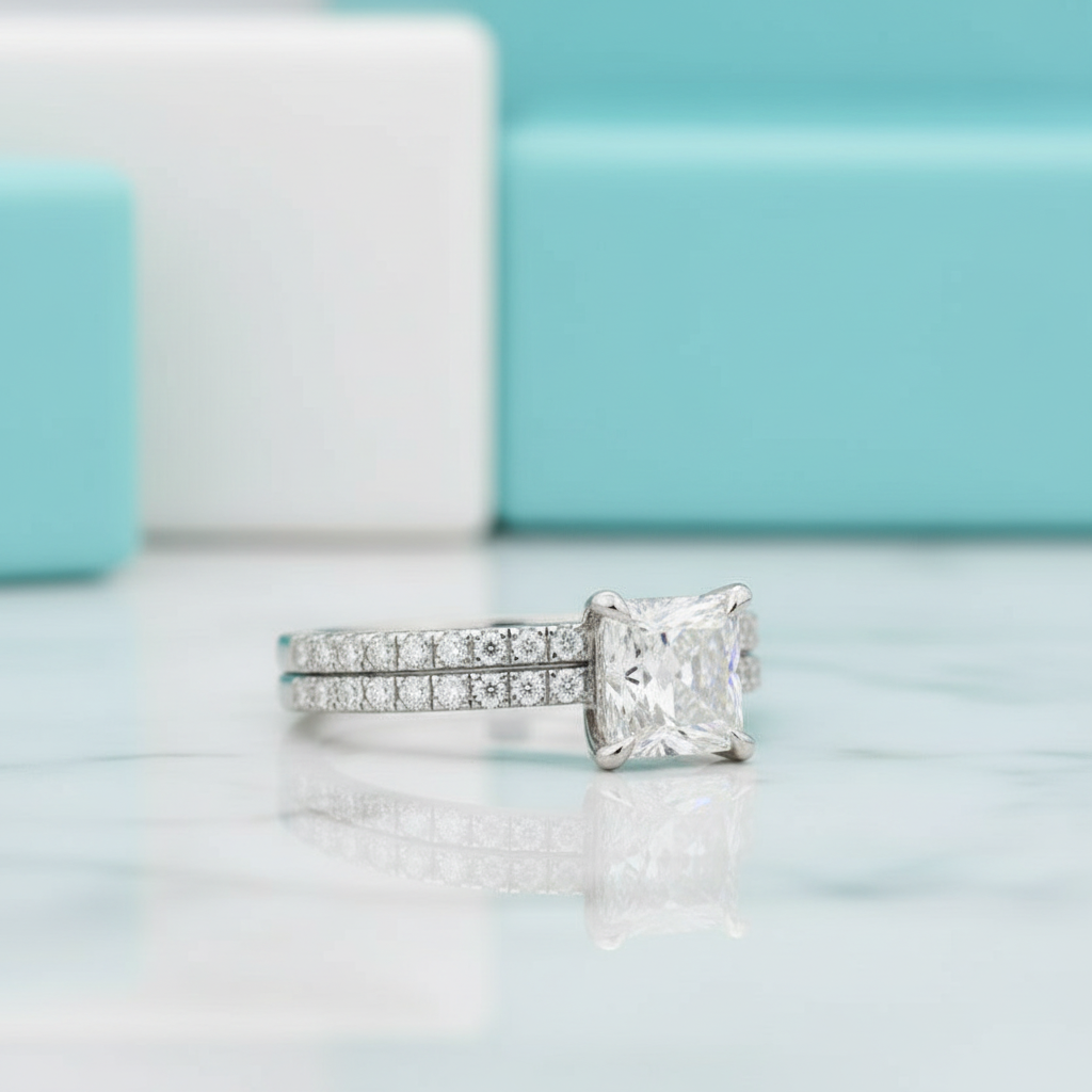 Princess-cut 1.0 ct Diamond Ring Set