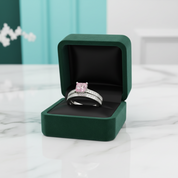 Princess-cut 1.5 ct Diamond Option Tourmaline Birthstone Engagement Ring Set