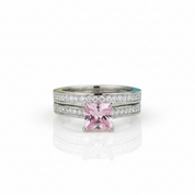 Princess-cut 1.5 ct Diamond Option Tourmaline Birthstone Engagement Ring Set