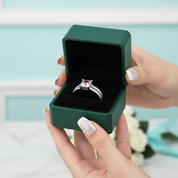 Princess-cut 1.5 ct Diamond Option Tourmaline Birthstone Engagement Ring Set