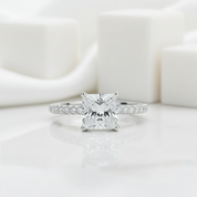 Princess-cut 1.50 ct Half Eternity Diamond Engagement Ring-Evani Jewelry