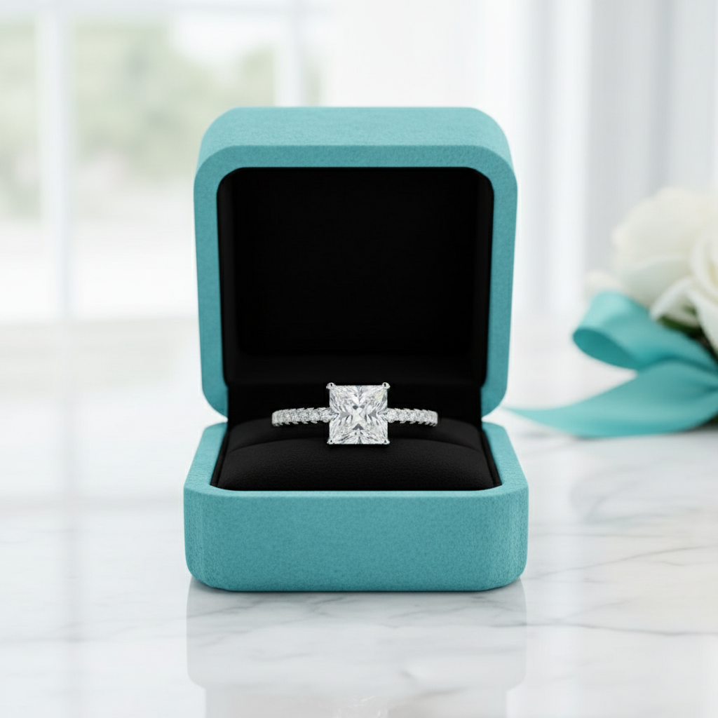 Princess-cut 1.50 ct Half Eternity Diamond Engagement Ring-Evani Jewelry