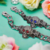 Punk Blue and Red Skull Gothic Bracelet-Evani Naomi Jewelry
