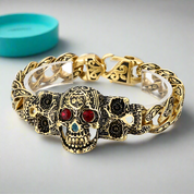 Punk Blue and Red Skull Gothic Bracelet-Evani Naomi Jewelry