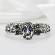 Punk Blue Sapphire Skull Gothic Bracelet-Evani Jewelry