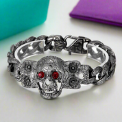Punk Blue and Red Skull Gothic Bracelet-Evani Naomi Jewelry