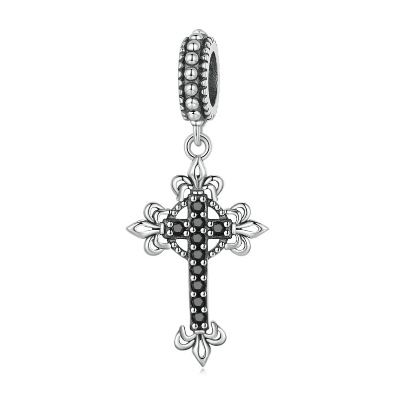 Punk Cross and Black Swan Charms-Evani Jewelry