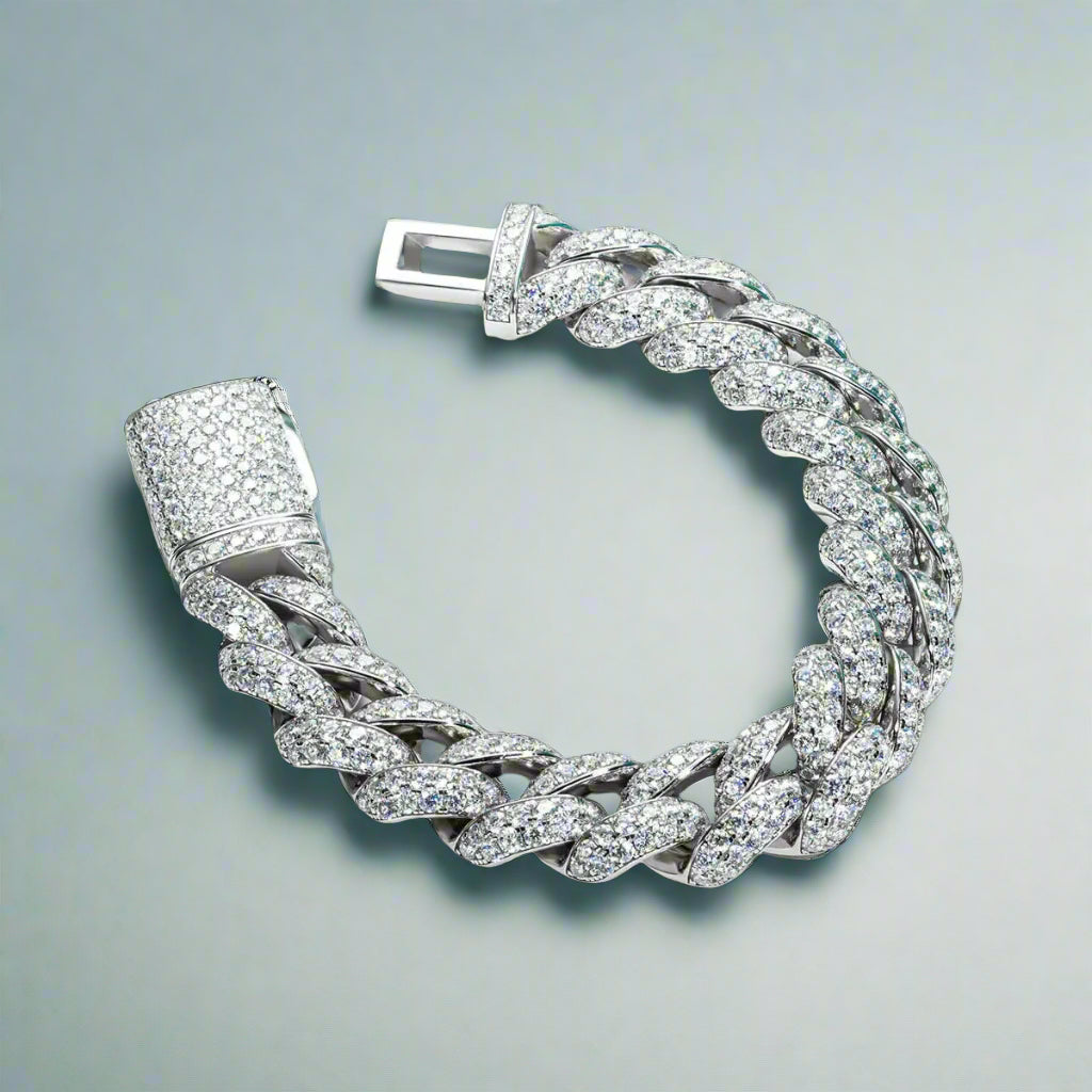Punk Diamond Cuban Link Chain Bracelet-Evani Jewelry